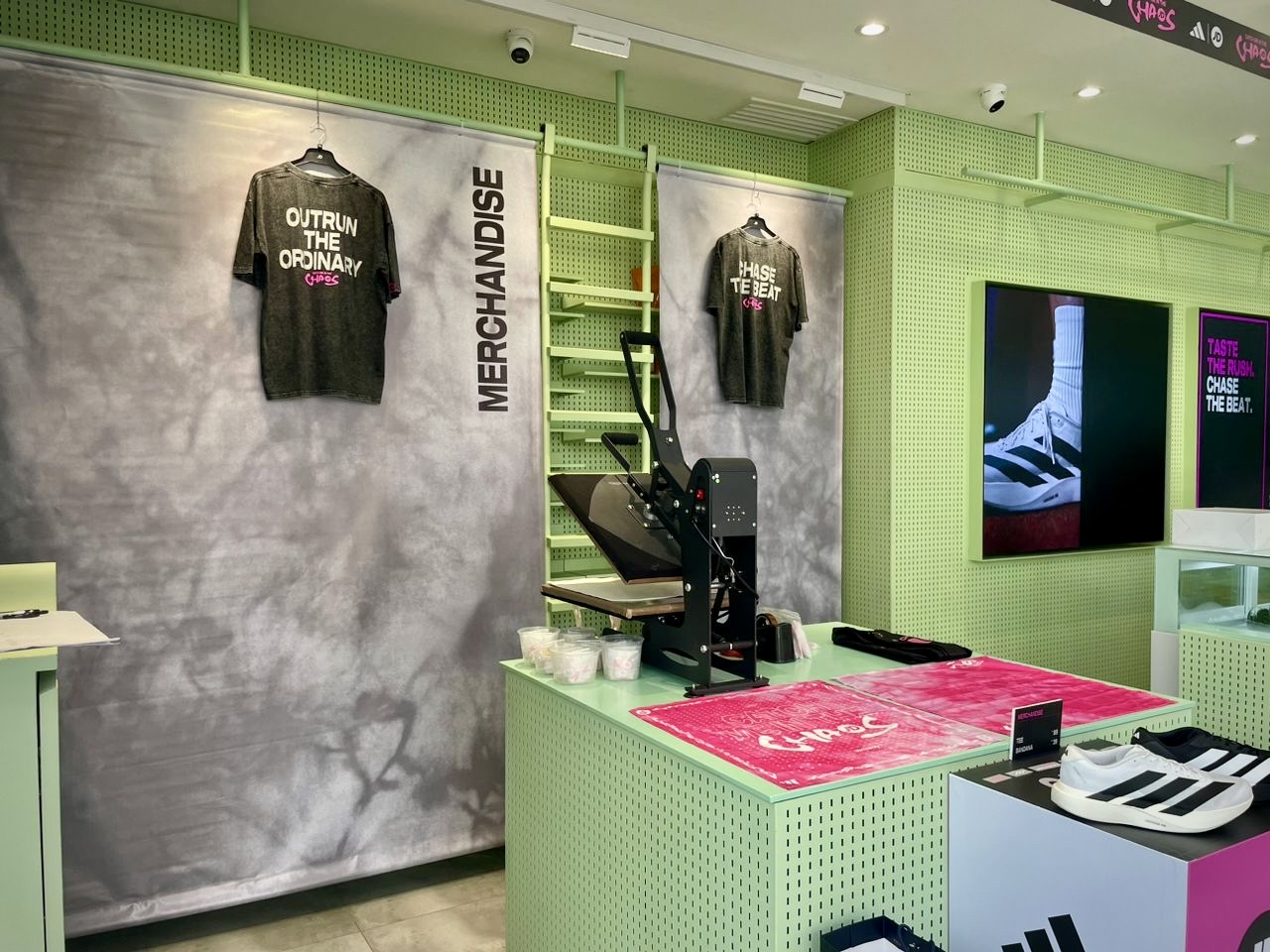 Live on-site printing booth for Adidas x JD Sports pop-up event at TRX Mall